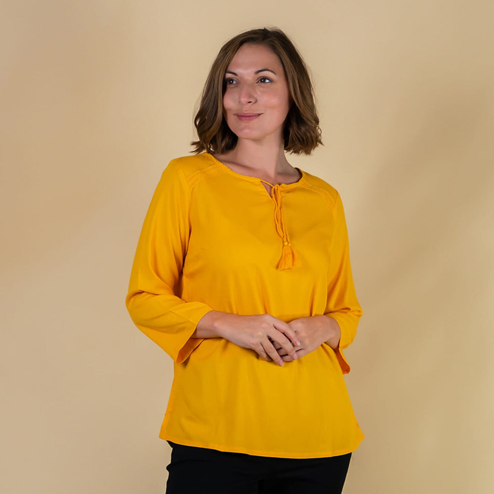 TAMSY 100% Viscose Plain Top (Size 18) - Yellow