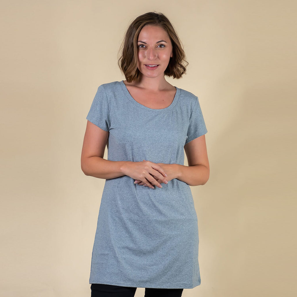 TAMSY Round Neck Sleep Shirt for Women (Size XL,20-22) - Grey