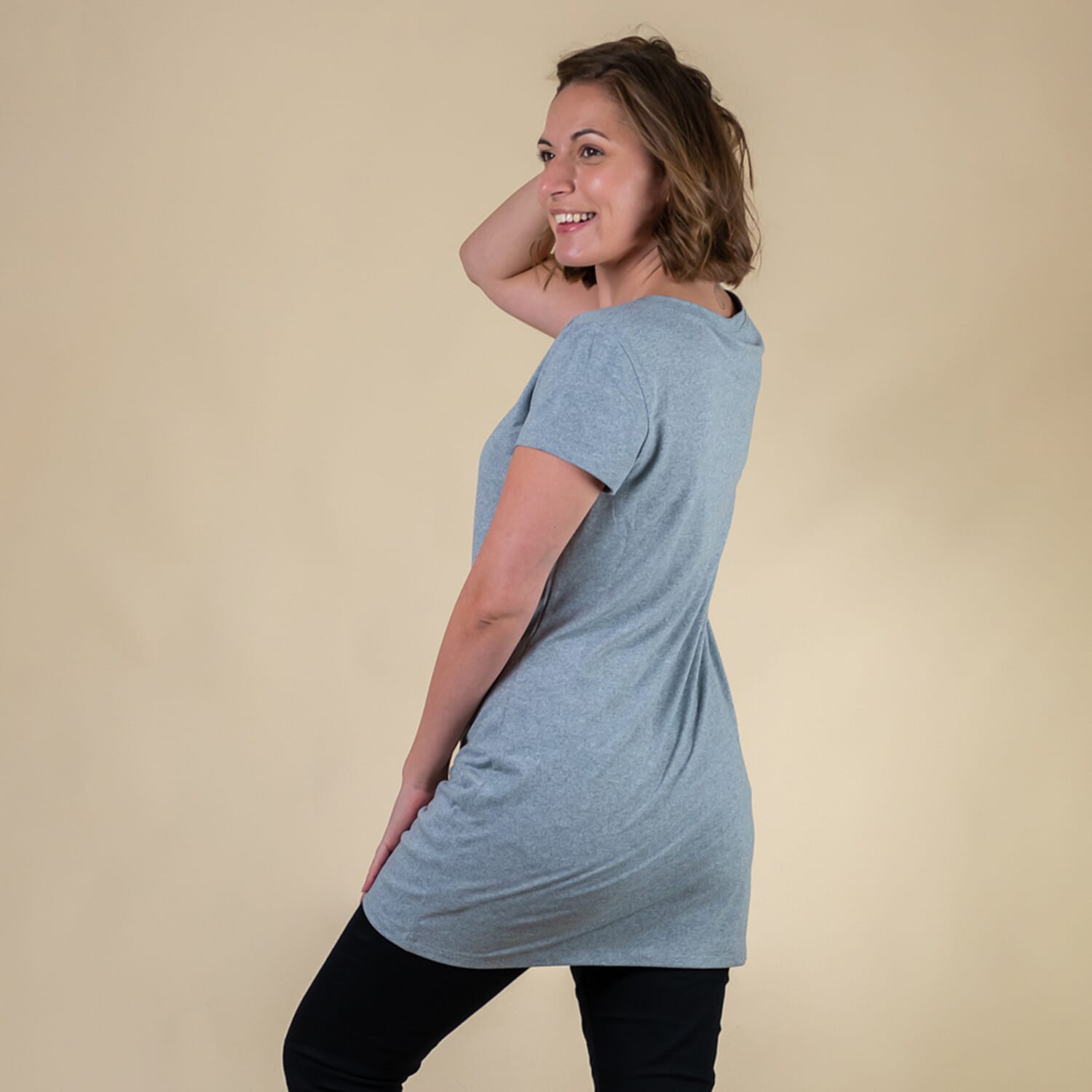 TAMSY Round Neck Sleep Shirt for Women (Size XL,20-22) - Grey