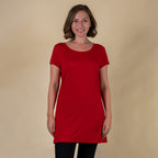 TAMSY Round Neck Sleep Shirt for Women (Size XL,18-20) - Red