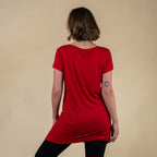 TAMSY Round Neck Sleep Shirt for Women (Size XL,18-20) - Red