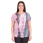 TAMSY Sahara Pattern Low Sleeves Blouse (Size L,16-18) - Lilac Colour