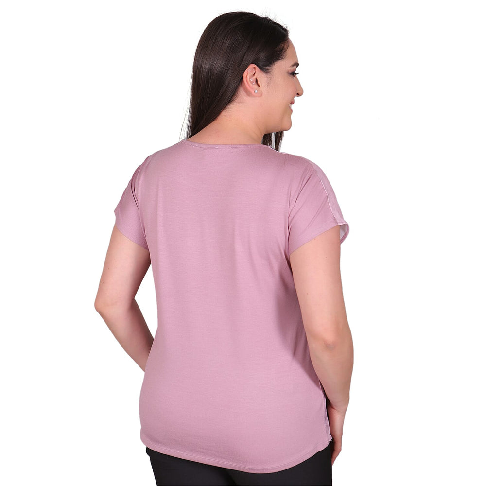 TAMSY Sahara Pattern Low Sleeve Blouse (Size XL,20-22) - Lilac Colour