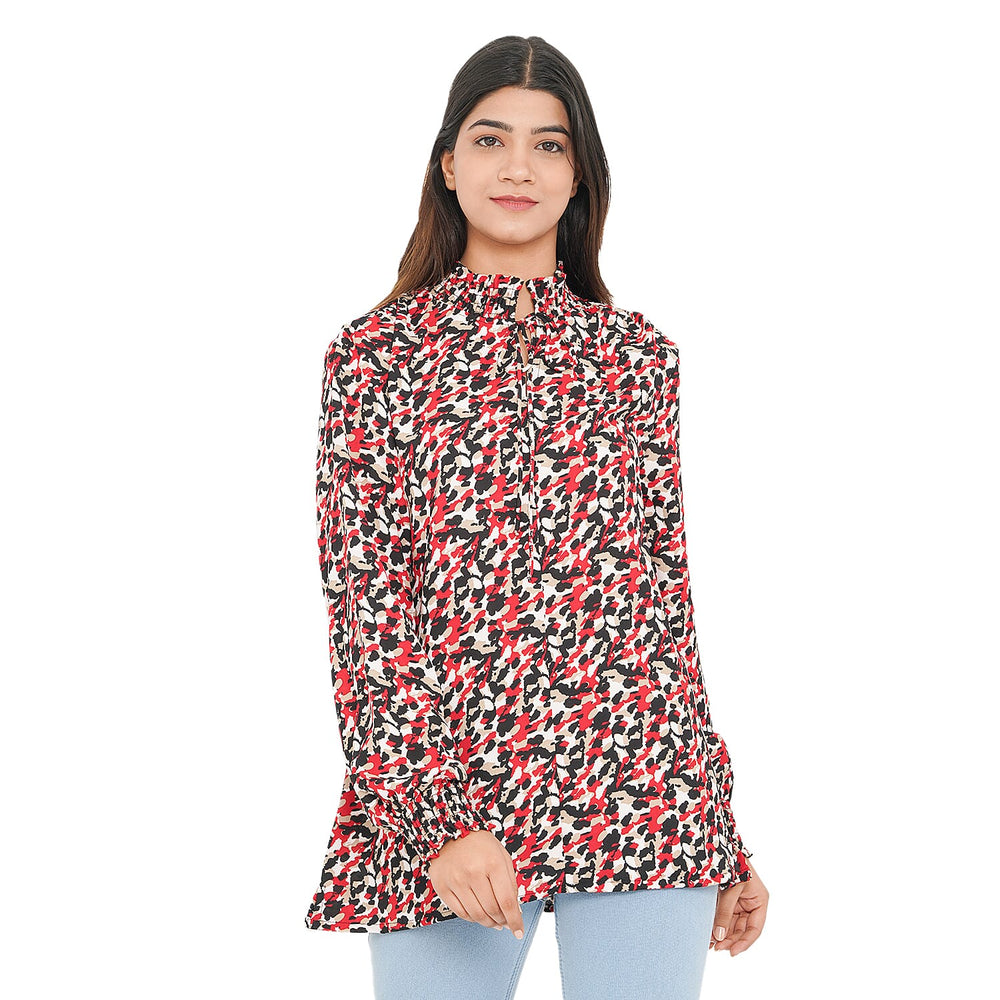 TAMSY Seamless Print Top (Size 8) - Red - Multi