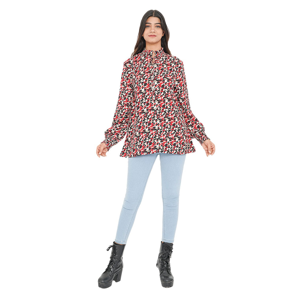 TAMSY Seamless Print Top (Size 26) - Red & Multi