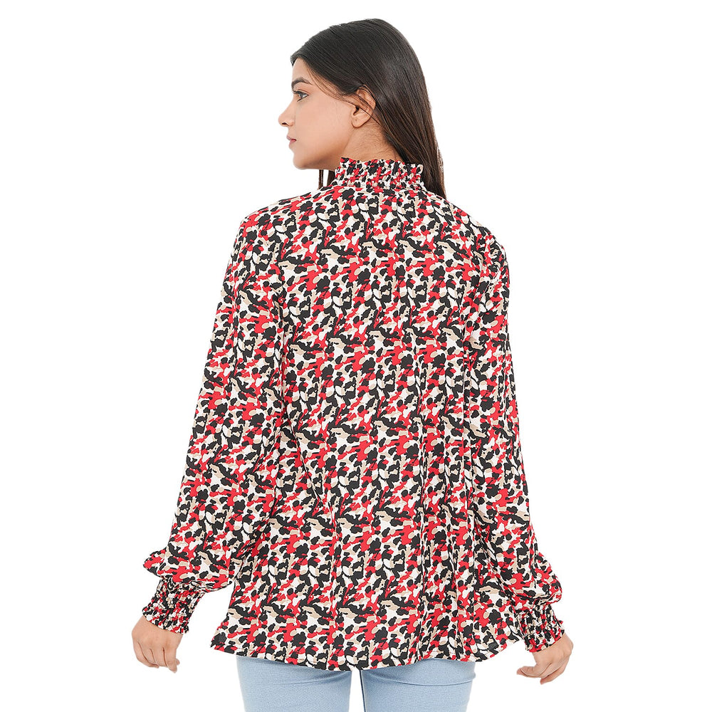 TAMSY Seamless Print Top (Size 26) - Red & Multi