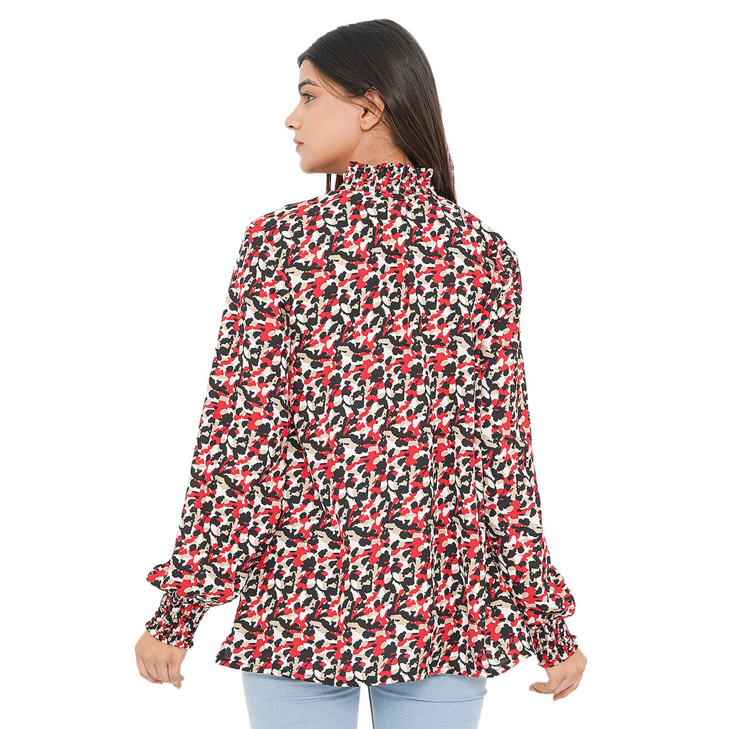TAMSY Seamless Print Top (Size 26) - Red & Multi