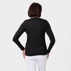 TAMSY Set of 2 Long Sleeve Classic V Neck T-Shirt (Size S) - Black - Green