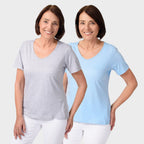 TAMSY Set of 2 Short Sleeve Classic V Neck T-Shirt (Size L) - Sky Blue - Grey