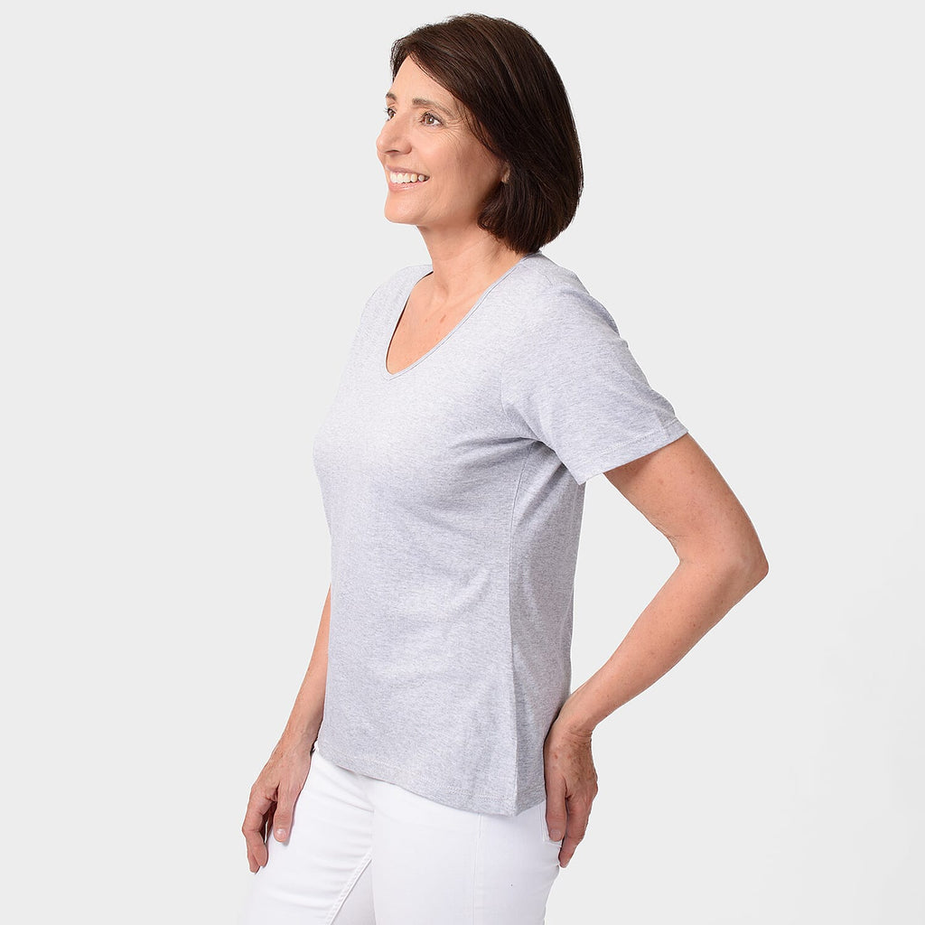 TAMSY Set of 2 Short Sleeve Classic V Neck T-Shirt (Size L) - Sky Blue - Grey