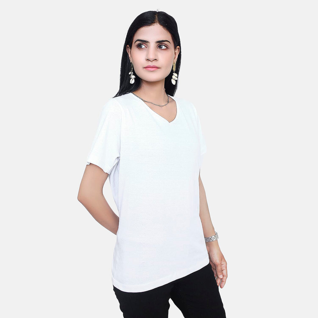 TAMSY Set of 2 Short Sleeve Classic V Neck T-Shirt (Size S) - White - Mint