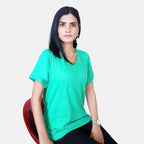 TAMSY Set of 2 Short Sleeve Classic V Neck T-Shirt (Size S) - White - Mint