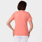 TAMSY Set of 2 Short Sleeve Classic V Neck T-Shirt (Size XXL) - Black - Coral