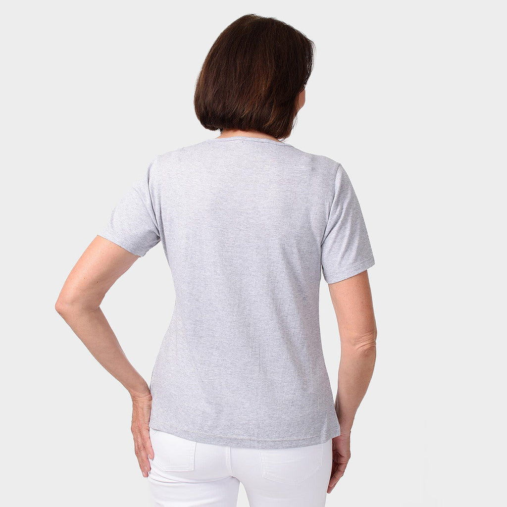 TAMSY Set of 2 Short Sleeve Classic V Neck T-Shirt (Size XXL) - Sky Blue - Grey