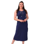 TAMSY Viscose Jersey Dress with Side Slit (Size M,12-14) - Blue