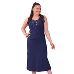 TAMSY Viscose Jersey Dress with Side Slit (Size M,12-14) - Blue