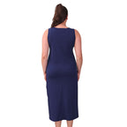 TAMSY Viscose Jersey Dress with Side Slit (Size XL,20-22) - Blue