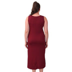 TAMSY Viscose Jersey Dress with Side Slit (Size XL,20-22) - Wine Red