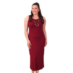 TAMSY Viscose Jersey Dress with Side Slit (Size XL,20-22) - Wine Red