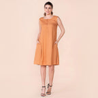 TAMSY 100% Viscose Plain Sleeveless Dress (Size 26) - Orange