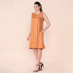 TAMSY 100% Viscose Plain Sleeveless Dress (Size 26) - Orange