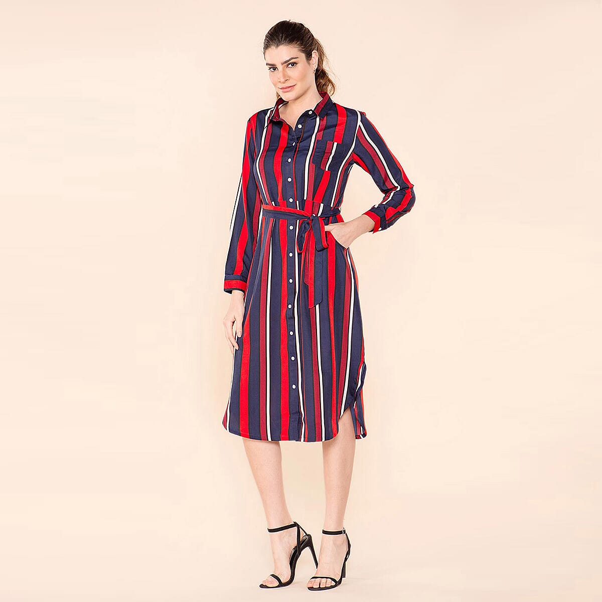 TAMSY American Crepe Shirt (Size 20) -  Black - Red