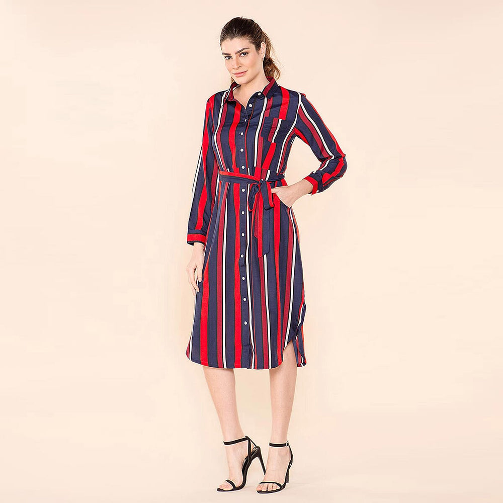 TAMSY American Crepe Shirt (Size 10) -  Black - Red