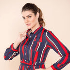 TAMSY American Crepe Shirt (Size 10) -  Black - Red