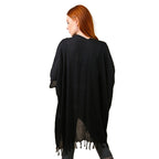 TAMSY Tassel Detailing Womens Kimono (One Size) - Black