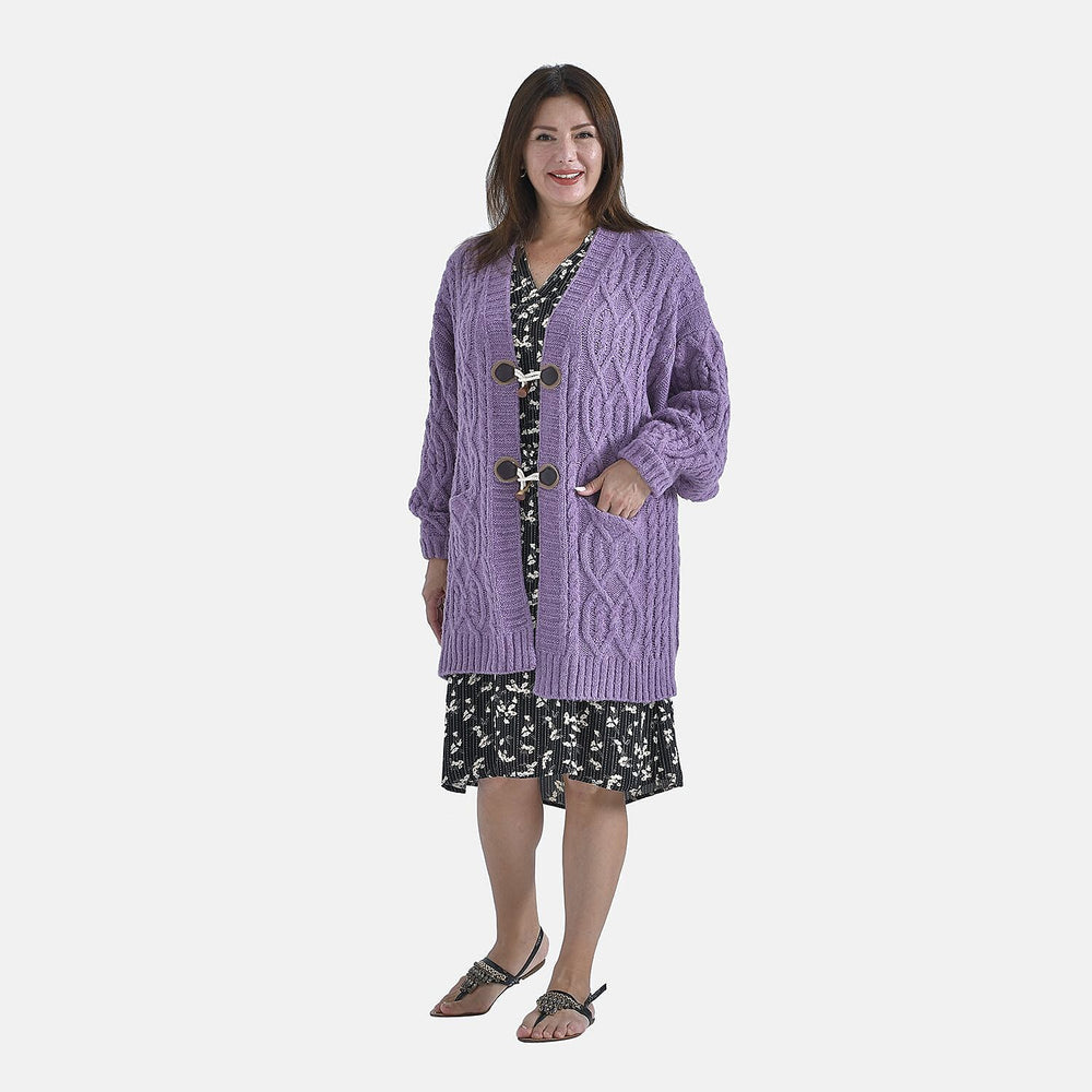 TAMSY Textured Cardigan (One Size Fit to 24) - Pink