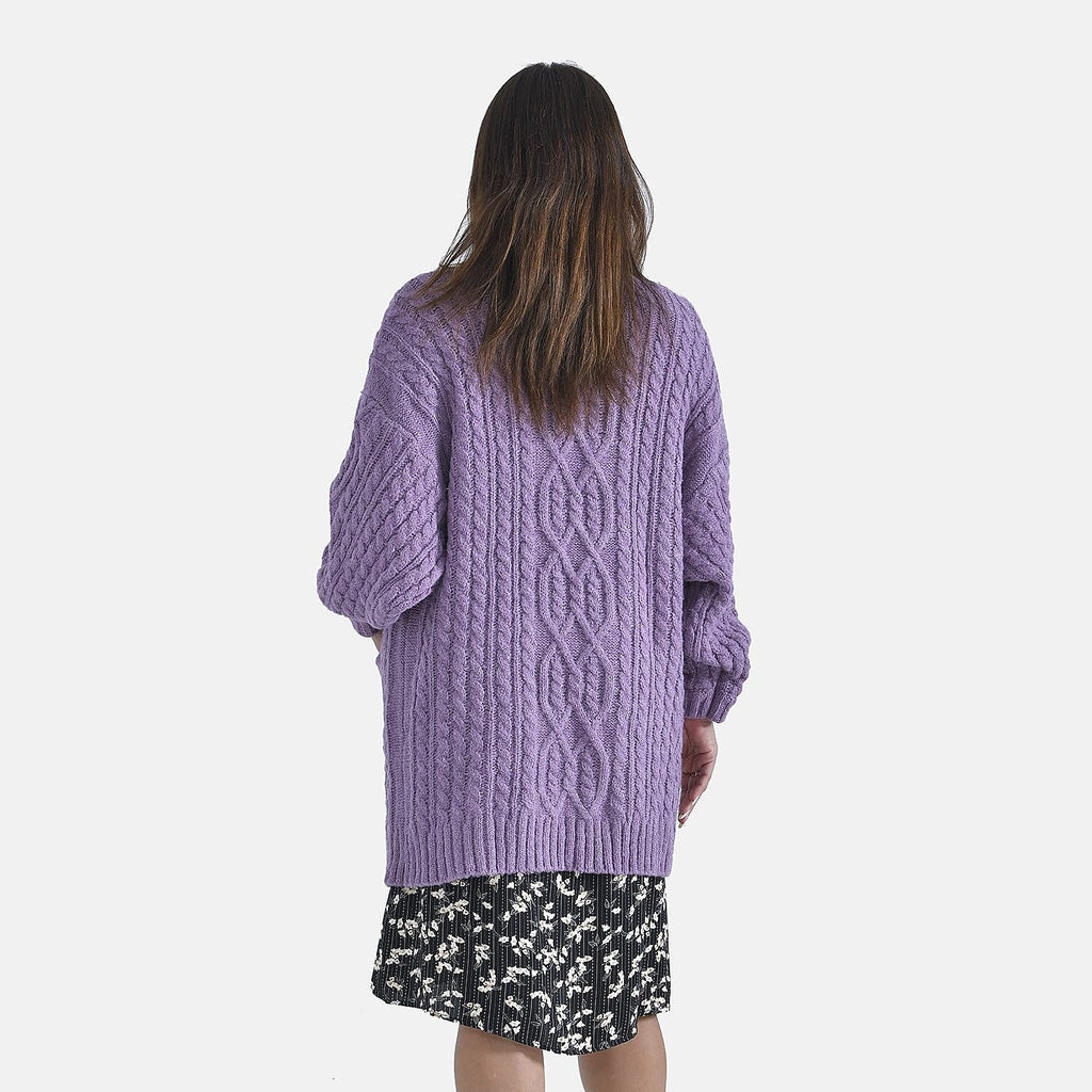 TAMSY Textured Cardigan (One Size Fit to 24) - Pink