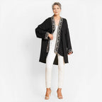 TAMSY 100% Viscose Twill Short Kimono (One Size, 8-18) - Black