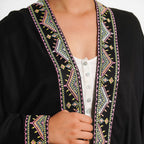 TAMSY 100% Viscose Twill Short Kimono (One Size, 8-18) - Black