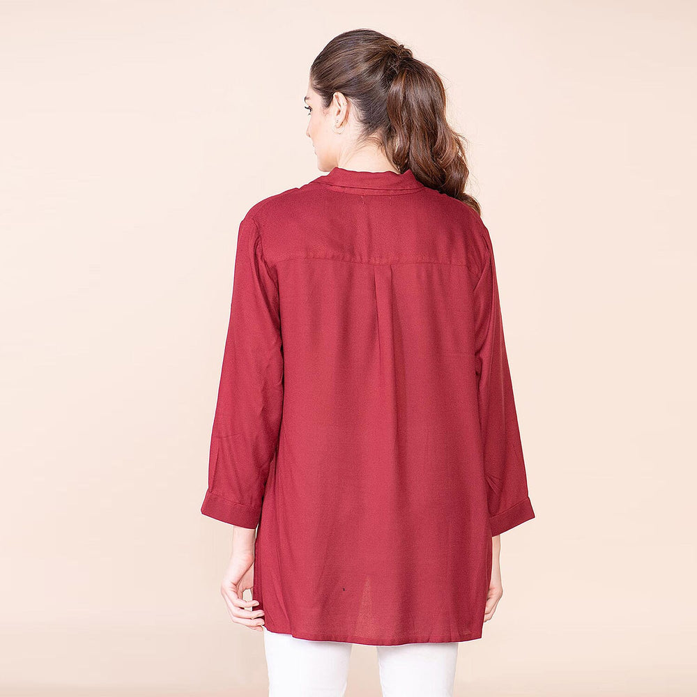 TAMSY 100% Viscose Top (Size 10) - Maroon