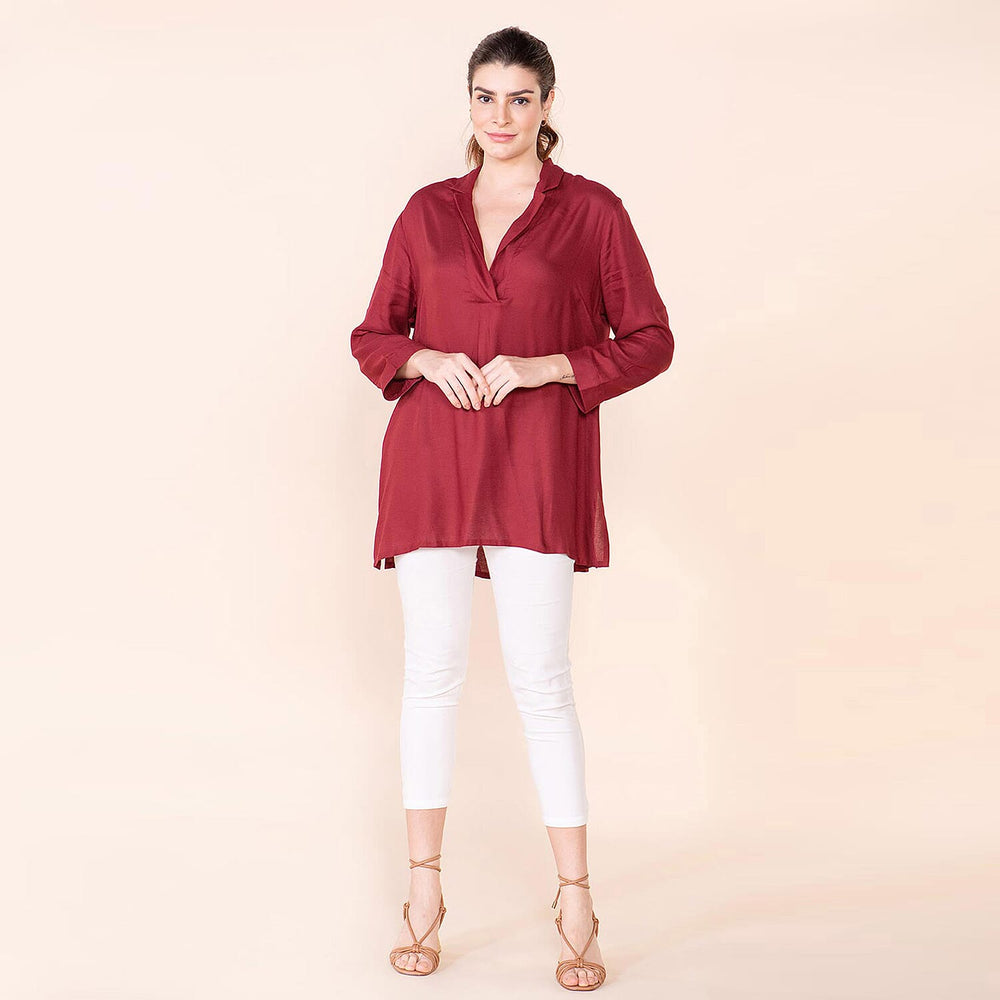 TAMSY 100% Viscose Top (Size 24) - Maroon