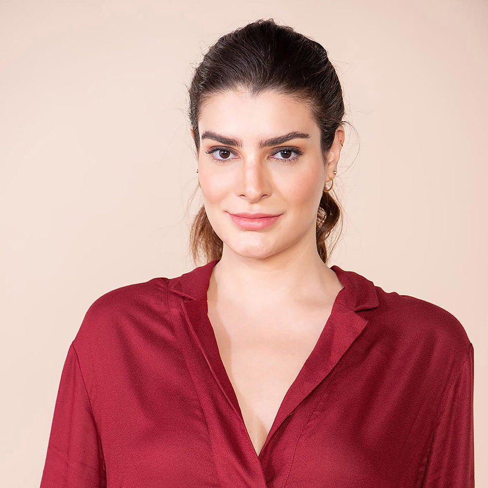 TAMSY 100% Viscose Top (Size 24) - Maroon