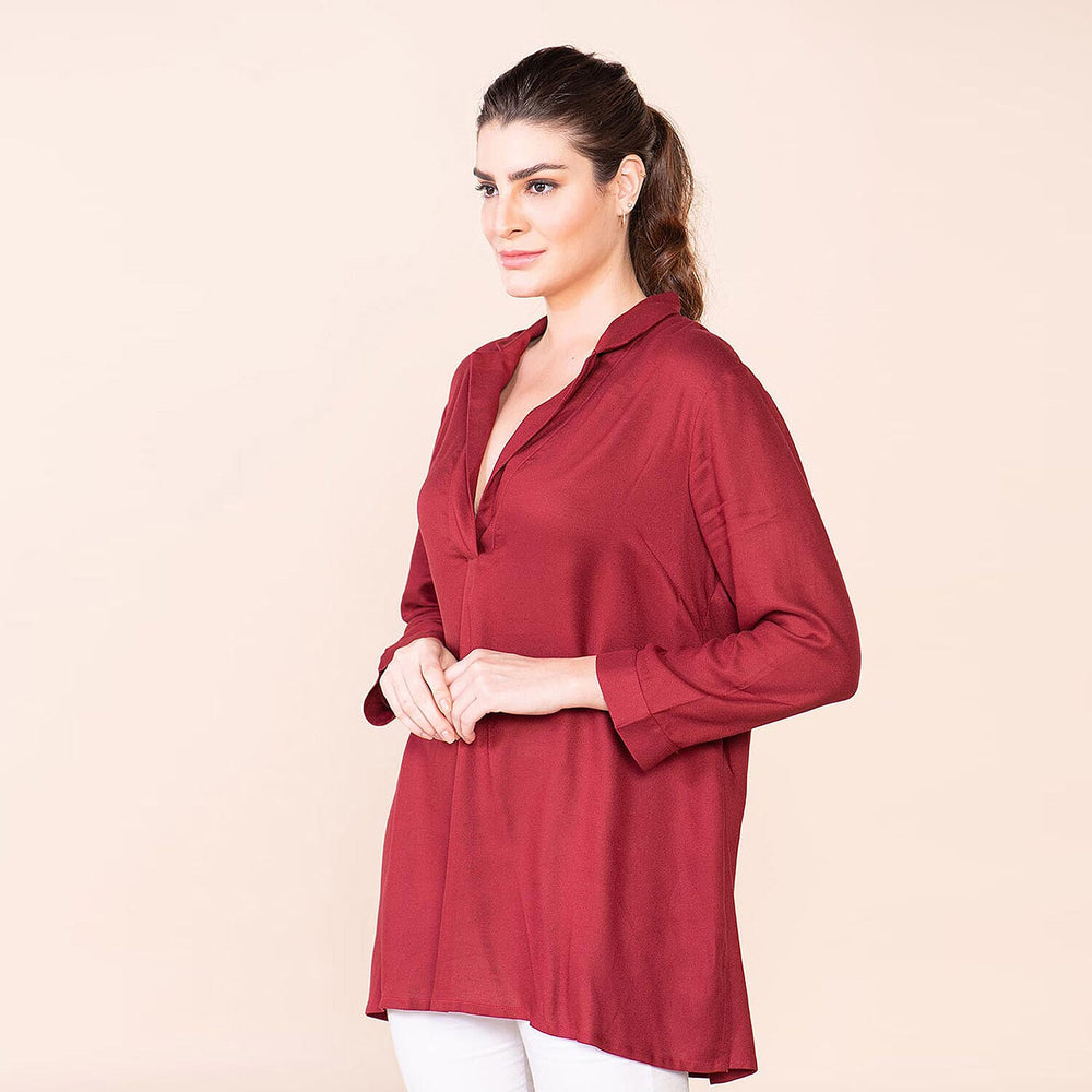 TAMSY 100% Viscose Top (Size 8) - Maroon
