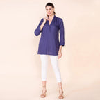 TAMSY 100% Viscose Top (Size 24) - Navy Blue