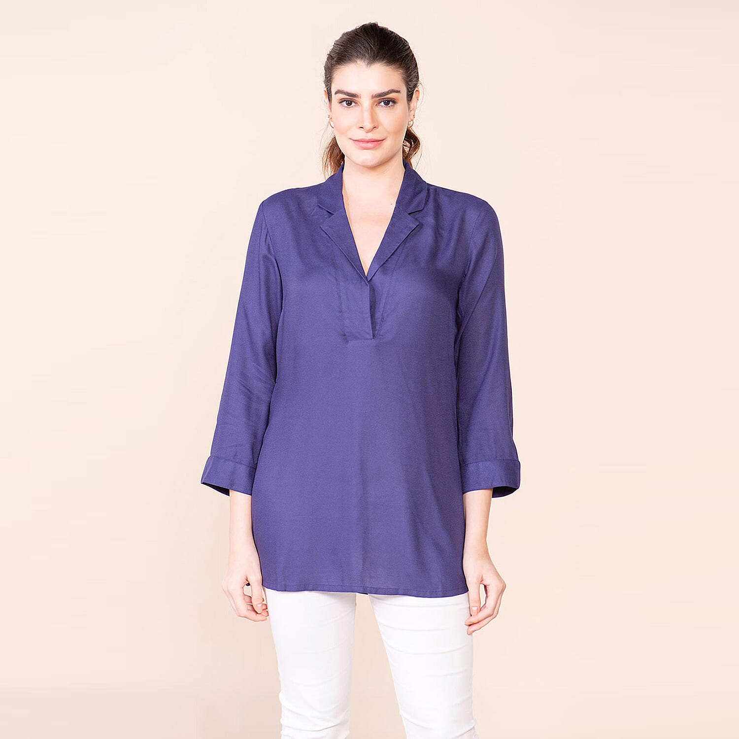 TAMSY 100% Viscose Top (Size 24) - Navy Blue