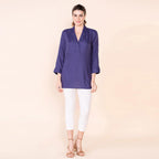 TAMSY 100% Viscose Top (Size 26) - Navy Blue