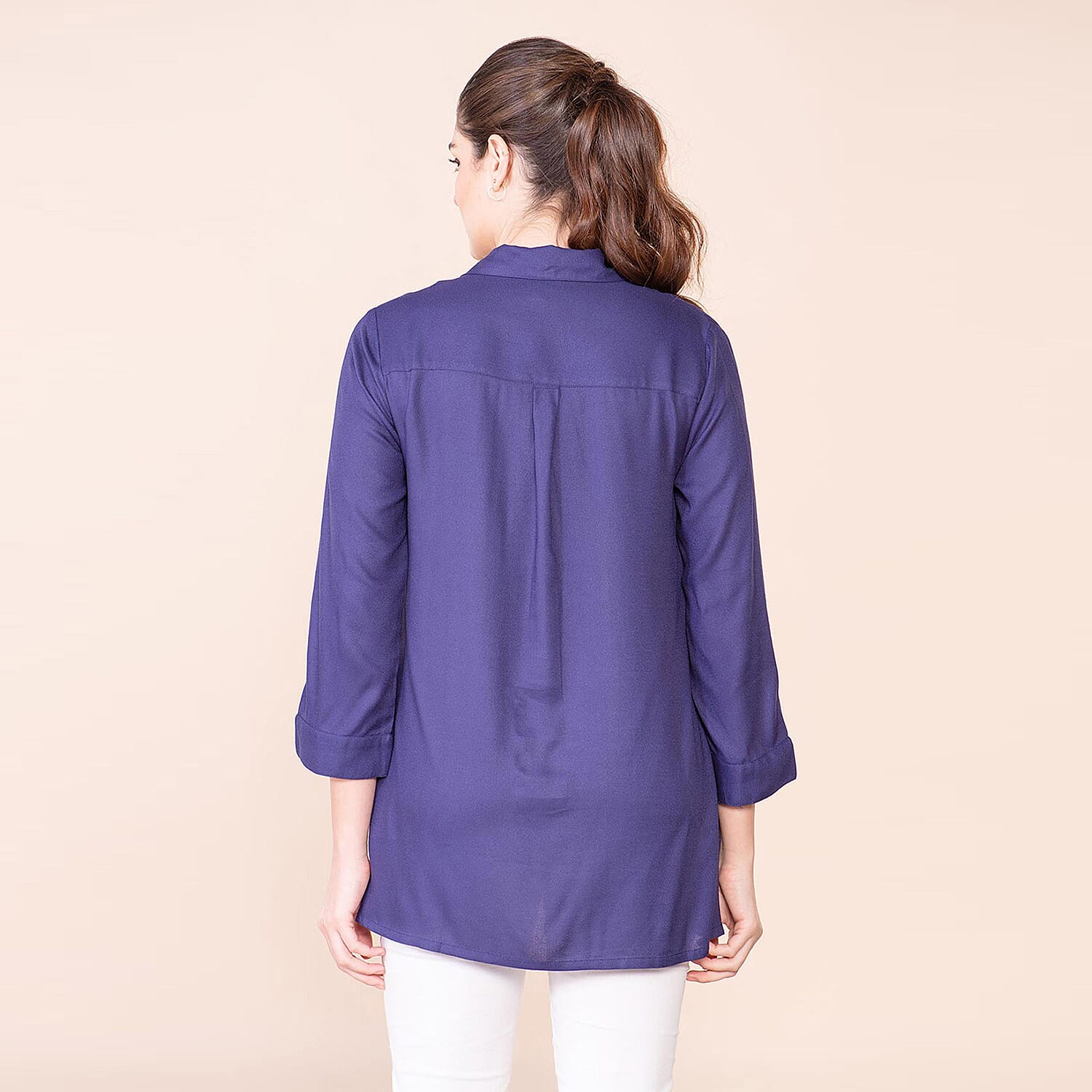 TAMSY 100% Viscose Top (Size 26) - Navy Blue