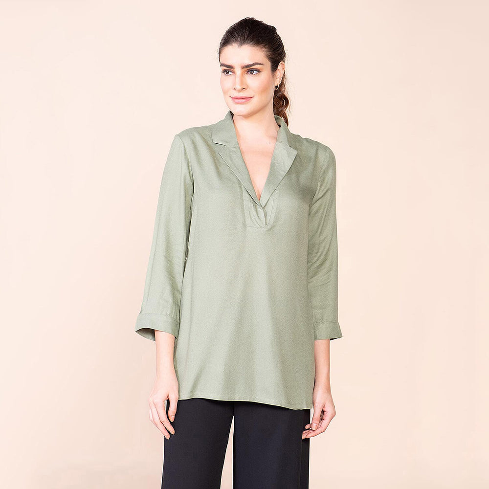 TAMSY 100% Viscose Top (Size 26) - Olive Green