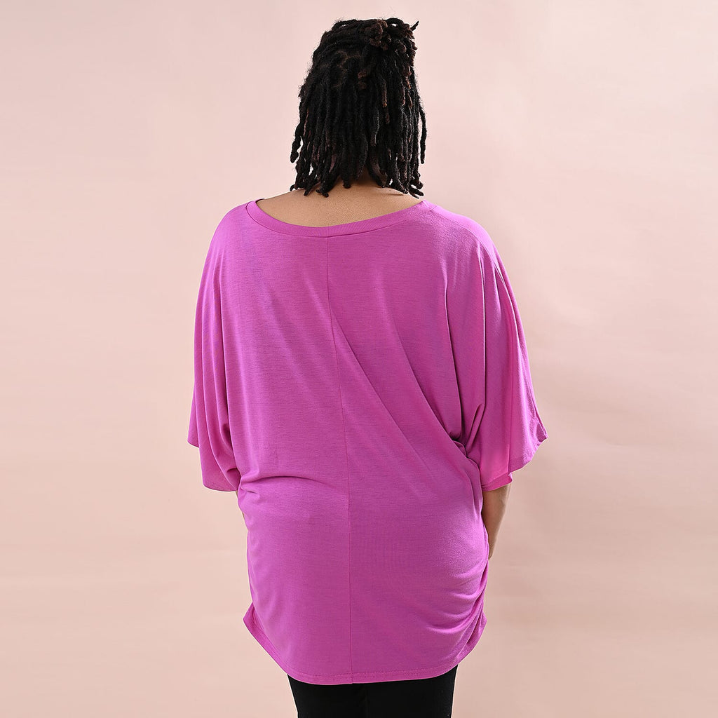 TAMSY V-Neck Knitted Drape Top (Size 10-18) - Purple