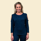 TAMSY Casual Long Sleeves Top (Size 16) - Navy