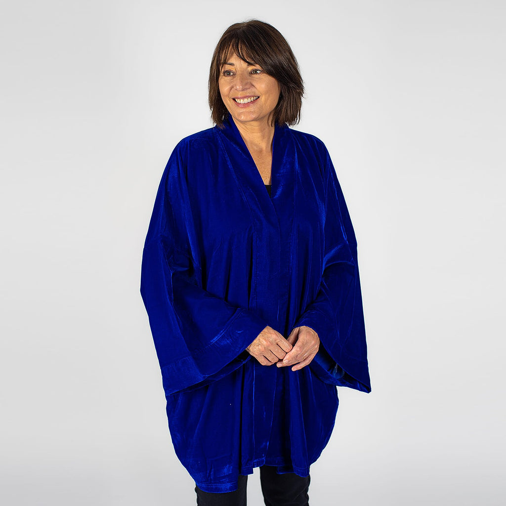 TAMSY - Long Sleeves Open- Front Kimono (One Size Curve 182x88 cm) - Blue