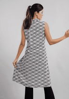 TAMSY 100% Viscose Diamond Pattern Long Length Sleeveless Top (Size-12) - Black & White