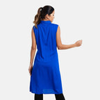 TAMSY 100% Viscose Long Length Sleeveless Top (Size-14) - Blue