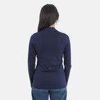 TAMSY Viscose Long Sleeves Wrap Top (Size L,16-18) - Navy