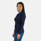 TAMSY Viscose Long Sleeves Wrap Top (Size L,16-18) - Navy