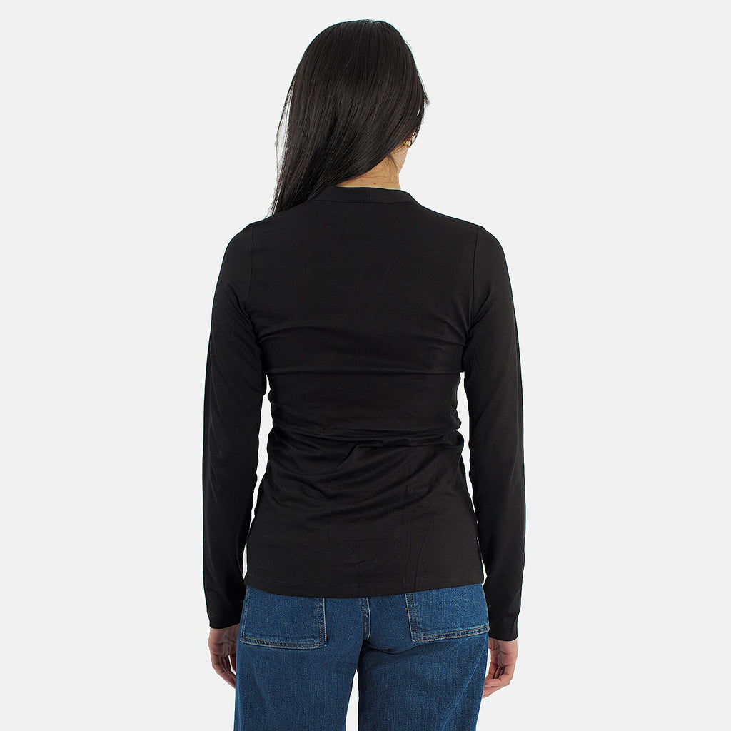 TAMSY Viscose Long Sleeves Wrap Top (Size S,8-10) - Black